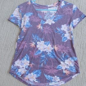 Purple Tropical Aeropostale VNeck XS TShirt Floral